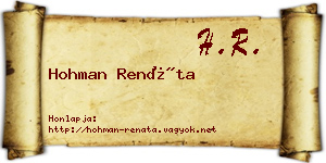 Hohman Renáta névjegykártya